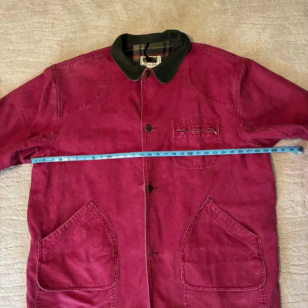 Vintage L.L. Bean Mens 2XL Cranberry Canvas Chore Barn Coat/Jacket Utility